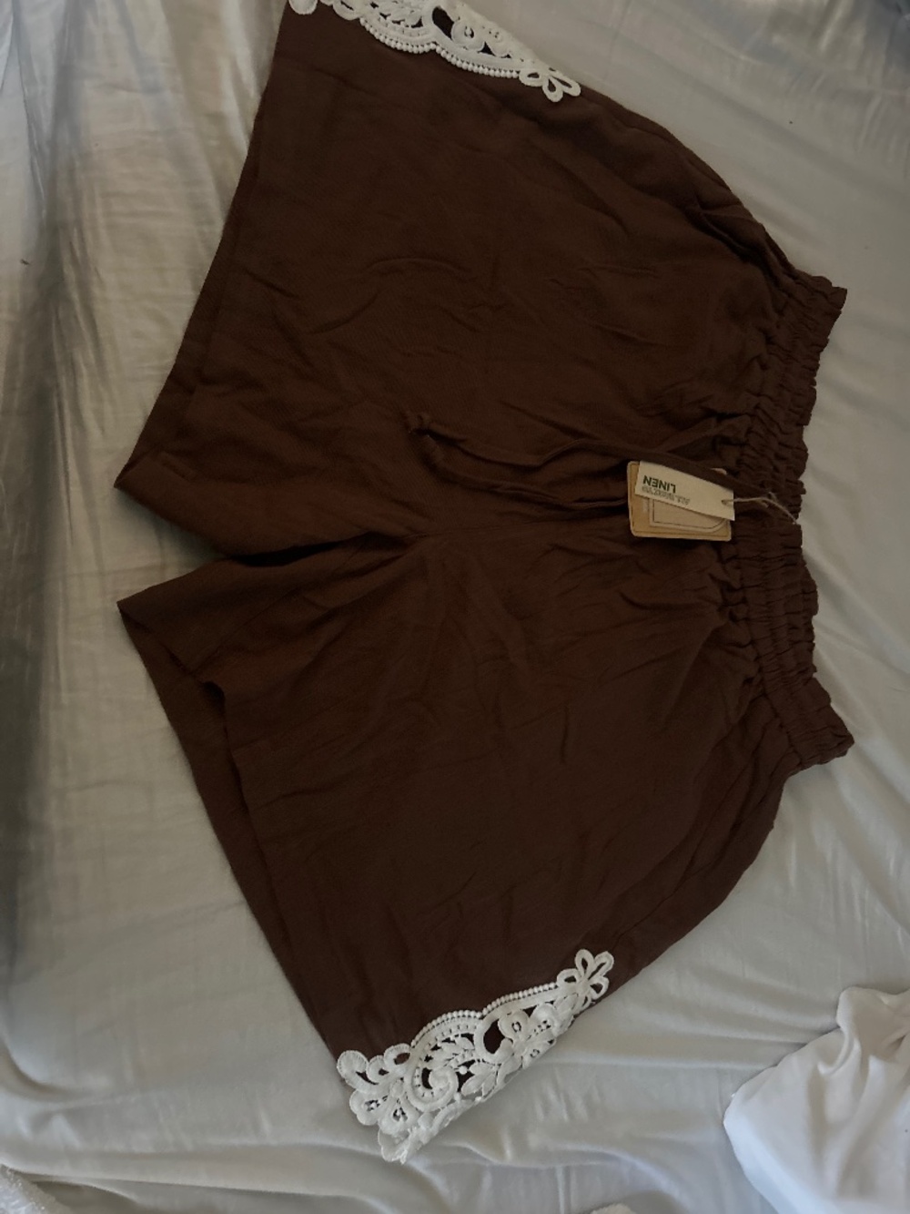 TARSE Womens Casual Linen Shorts size L
